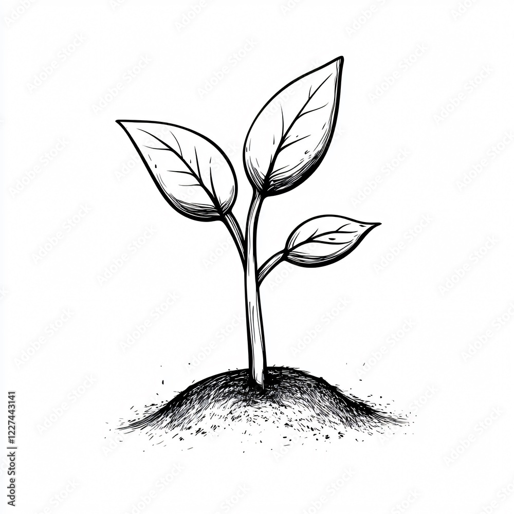 Obraz premium Black Cartoon Plant Sprout Vector Illustration for Design Projects