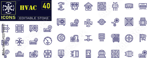 Set of 40 outline icons related to hvac.	
