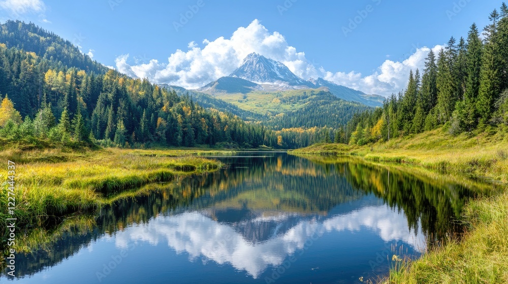 Mountain lake autumn reflection scenic landscape nature travel Mountain lake autumn reflection scenic landscape nature travel