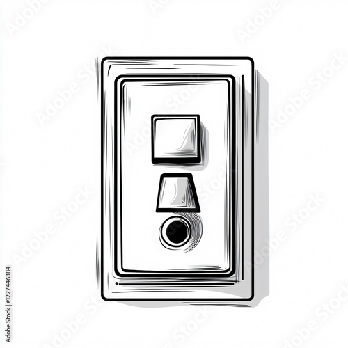 Dynamic Switch Cartoon Vector Illustration in Black and White for Projects