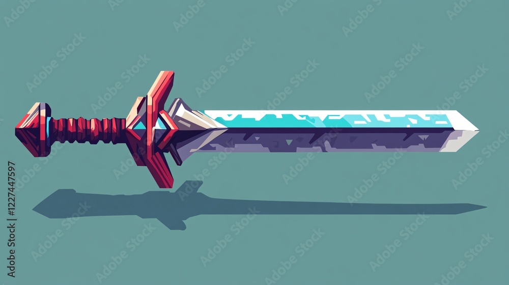 Pixelated Sword Flat Vector Illustration for Video Game Items Pixelated Sword Flat Vector Illustration for Video Game Items
