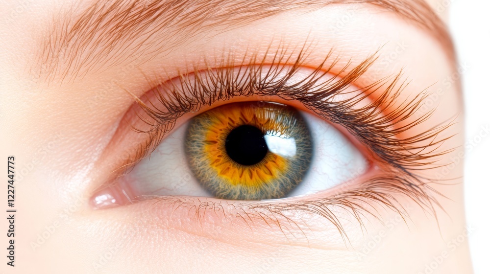 Fototapeta premium Mesmerizing beauty closeup of woman eye with long, dramatic eyelashes