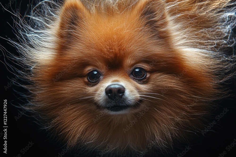 Obraz premium Brown dog with long hair on black background