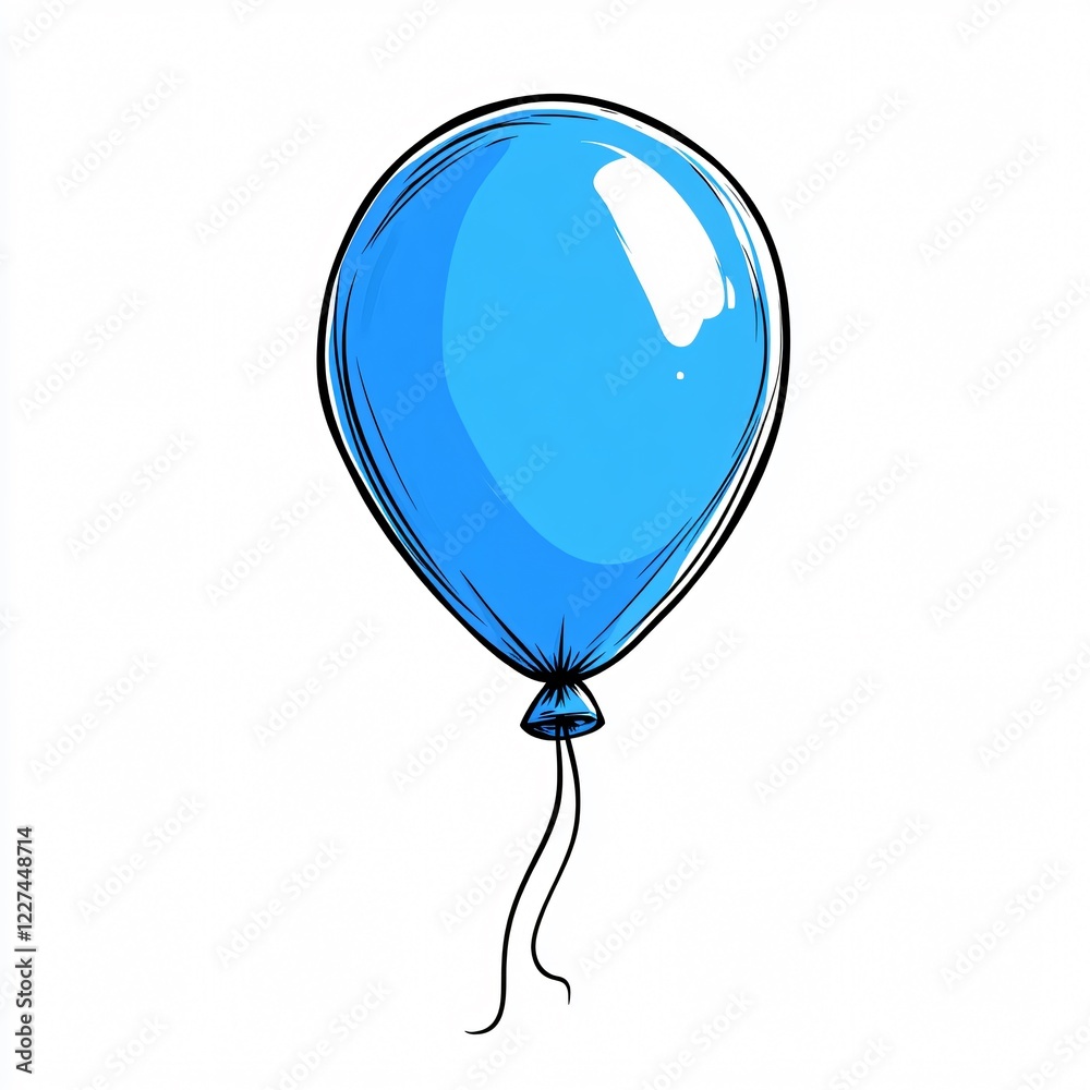 Fun Blue Balloon Cartoon Vector for Joyful Designs - Creative Hand Drawn Illustration for Celebrations and Events Fun Blue Balloon Cartoon Vector for Joyful Designs - Creative Hand Drawn Illustration for Celebrations and Events