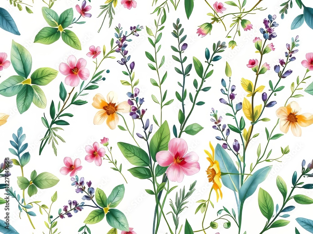 Obraz premium Vibrant Herb Watercolor Mother's Day Home Decor Background