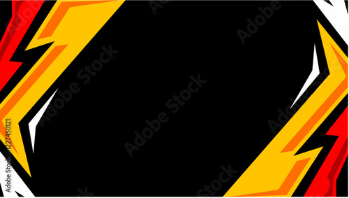 Dynamic Lightning Bolt Frame in Red and Yellow on Black Background