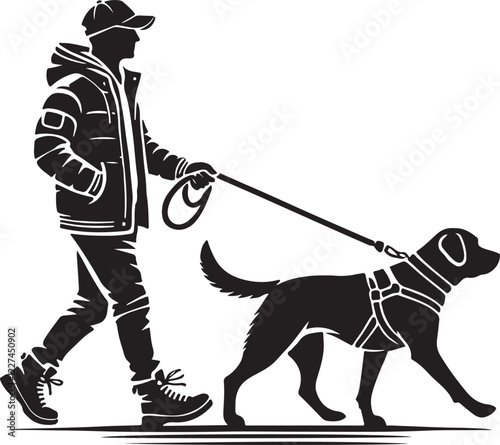 people walk a dog design image victor style with the white background.