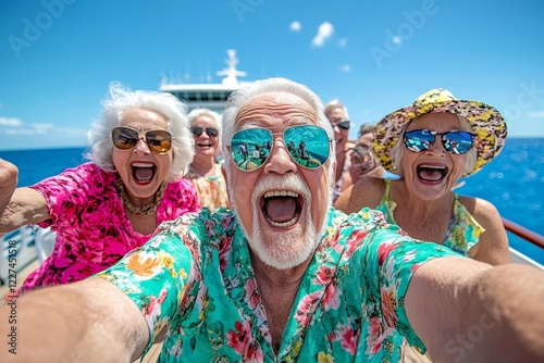 Wallpaper Mural A jubilant group of seniors on a cruise ship. Generative AI Torontodigital.ca