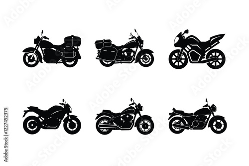 Touring motorcycle silhouette isolated on white background