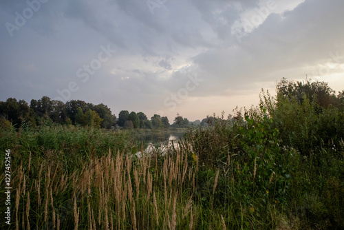 This tranquil scene captures the untouched beauty of nature, where the stillness of the water and the peaceful atmosphere invite you to pause and enjoy the serene landscape