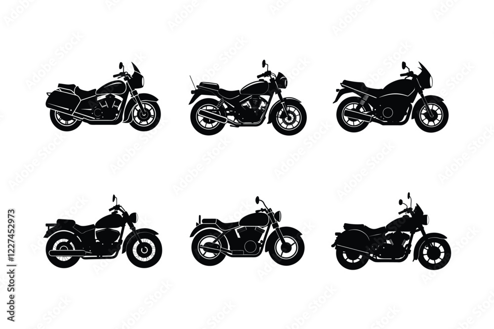 Obraz premium Classic touring motorcycle silhouette isolated on white background