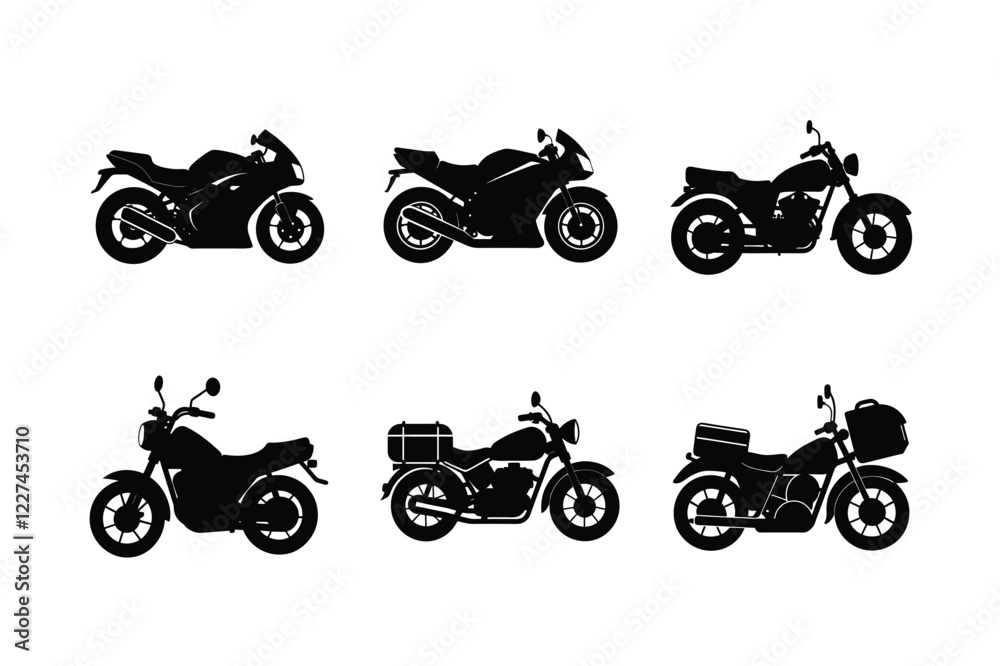 Obraz premium Retro touring bike silhouette on white isolated background