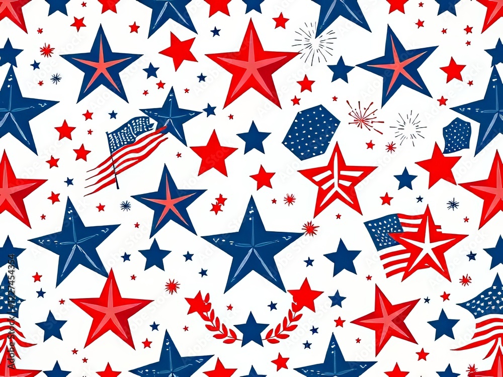 Vibrant Labor Day American Flag Pattern Abstract Art