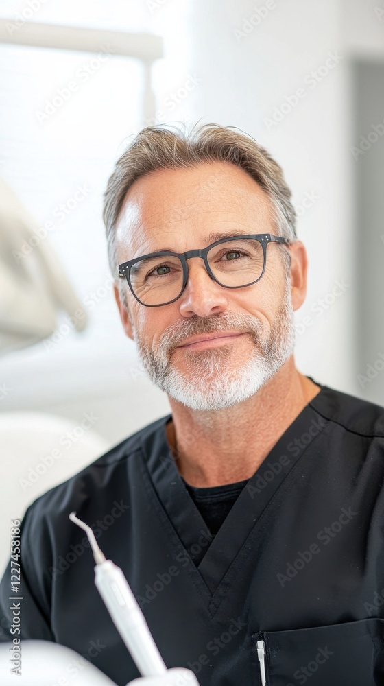 Obraz premium Portrait of a Middle Aged Male Doctor in a Medical Office