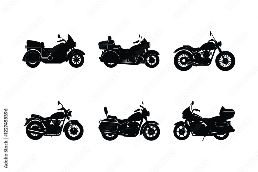 Obraz premium Retro touring bike silhouette on white isolated background