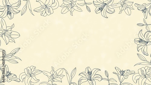 Video background light yellow with outline flowers