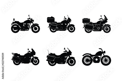 Motorcycle touring silhouette isolated on white background
