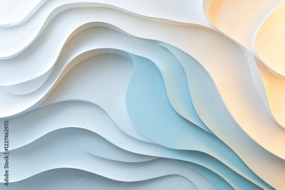 Obraz premium A single bold line cutting across a serene wave pattern, visually disrupting the flow in a clean geometric composition