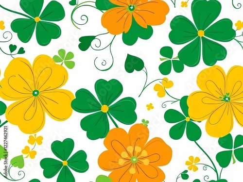 Vibrant St. Patrick's Day Chalk Line Floral Patterns - AI Generated Background photo