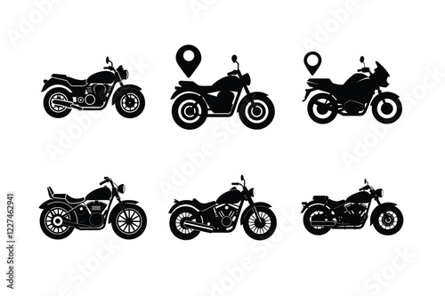 Touring motorcycle silhouette isolated on white background