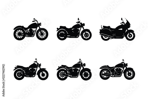 Classic touring motorcycle silhouette isolated on white background