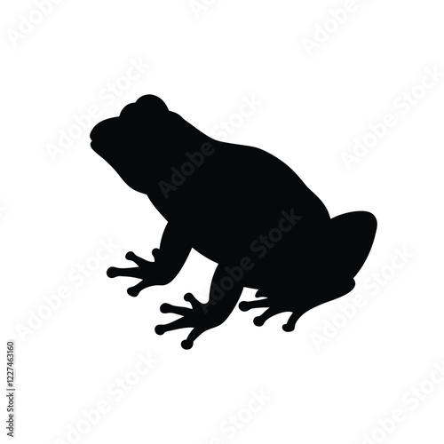 black frog silhouette on white background