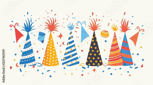Happy Birthday Celebration Hat Animation Flat Vector Illustration