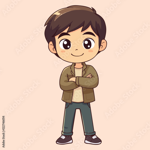Cute cartoon little boy vector Illustration