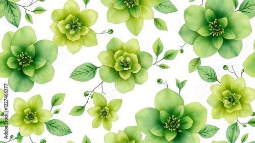 Vibrant Watercolor Green Floral Mother's Day Gift Tags Background Pattern