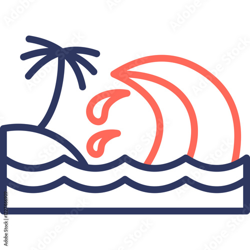Tsunami line color icon
