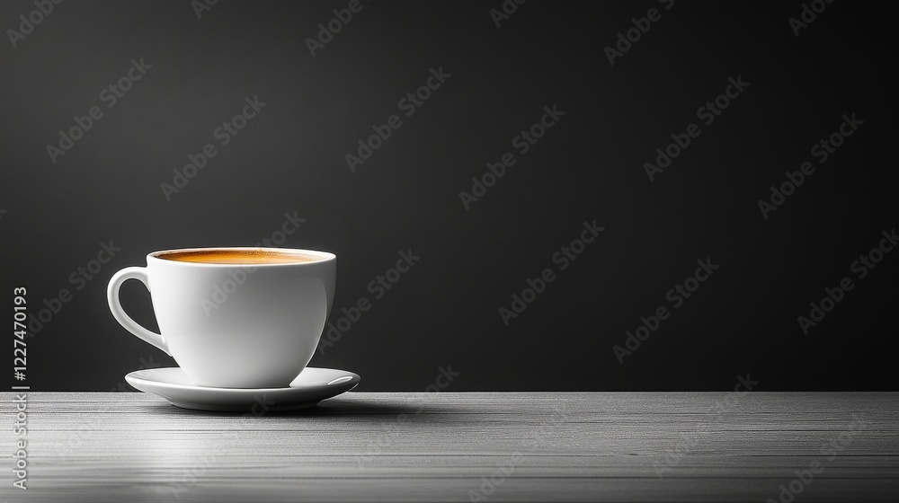 A Minimalist Composition of White Coffee Cup on Black Background offering an elegant and calm still life