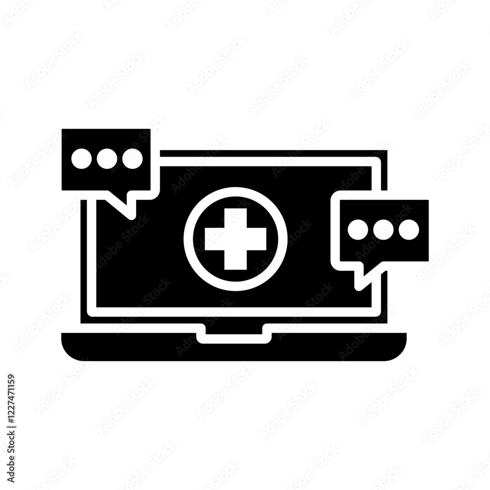 Fototapeta premium Telemedicine or telehealth virtual visit / visit between doctor and patient on laptop for healthcare apps and sites