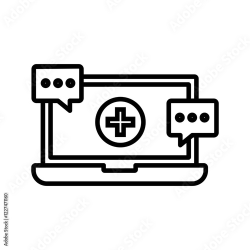 Telemedicine or telehealth virtual visit / visit between doctor and patient on laptop for healthcare apps and sites