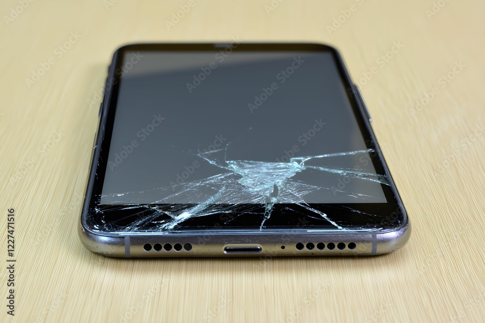 Close-up view of cracks on smartphone screen Close-up view of cracks on smartphone screen