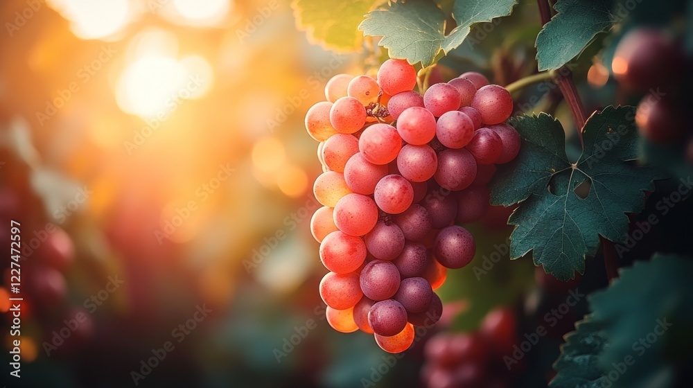 Red grapes on vine at sunset. Red grapes on vine at sunset.