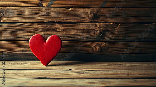 red heart on wooden background