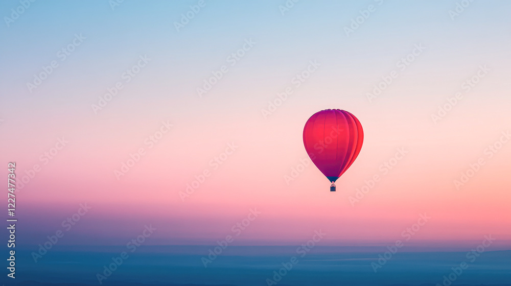 Fototapeta Hot air balloon adventure scenic skies travel serene horizon