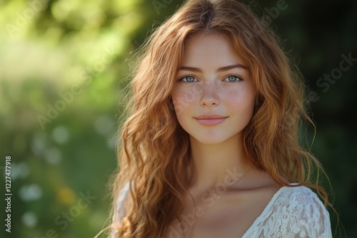 Portrait of a young woman with natural curly hair outdoors photo