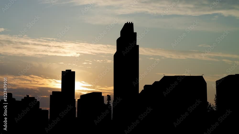 Nebraska: Omaha Downtown Skyline,  Time Lapse at Sunrise with Beautiful Sky, USA
