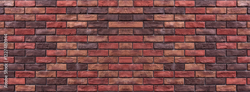 Bricks wall red vintage retro style for abstract brick panorama background template and texture.