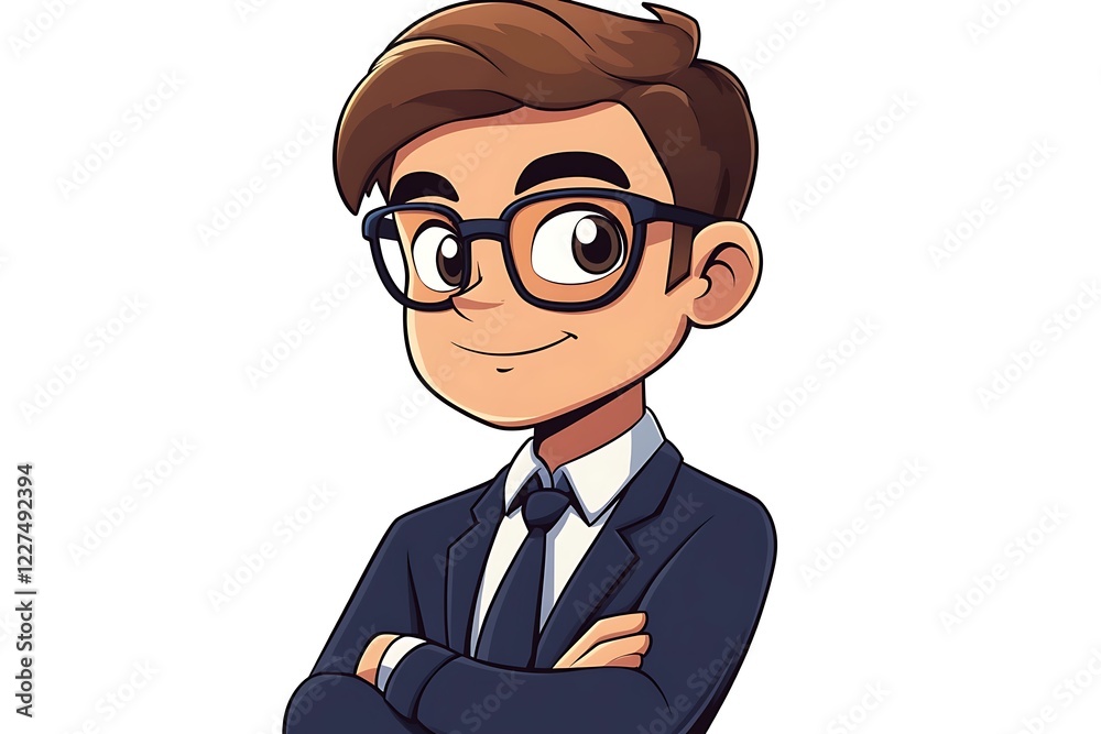 Digital Art of Trustworthy Boy Leader in Suit Digital Art of Trustworthy Boy Leader in Suit