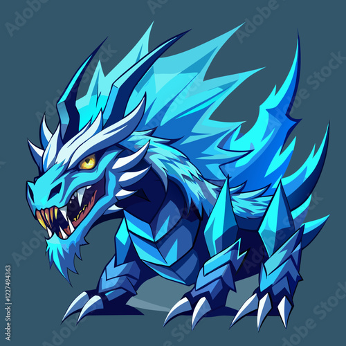 Fierce ice dragon logo design featuring glowing crystalline scales for esports branding showcase