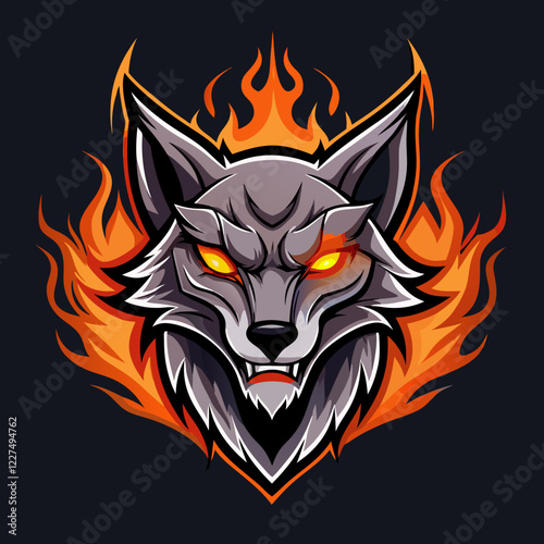 Sinister jackal esports logo featuring glowing orange details and fiery accents for competitive gaming teams