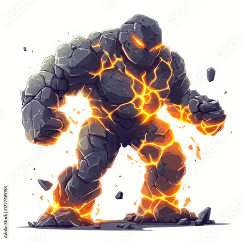 Esports logo featuring a powerful lava golem with glowing cracks in a fiery stance ready for battle