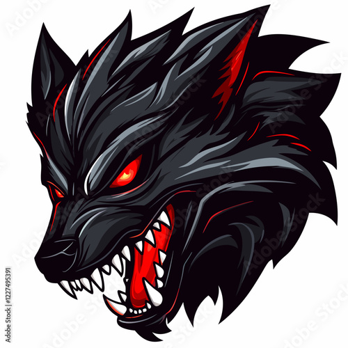 Fierce demon-wolf logo featuring glowing red eyes and sharp teeth representing a powerful esports team identity