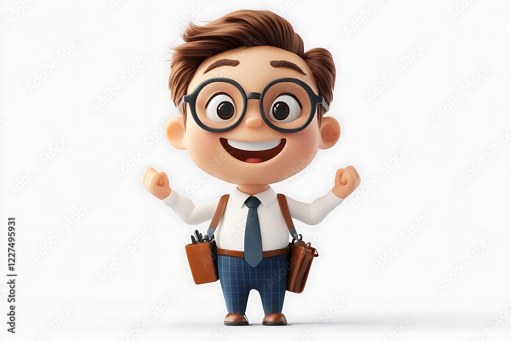 Happy 3D Business Character Achievement Happy 3D Business Character Achievement