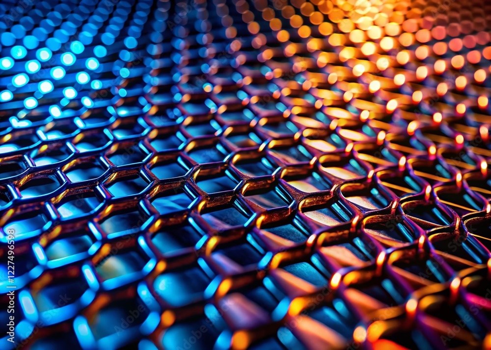 Obraz premium Abstract Metal Grid Macro Photography: Long Exposure, Geometric Texture Background