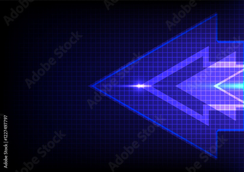 Sports Background blue Gradient with Dynamic Arrows and Grid Design. Modern vector concept emphasizing speed, trends, and sleek banner visuals.