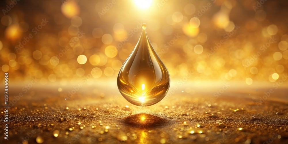 Shimmering golden glow on a single precious serum oil droplet suspended in mid-air, radiating an otherworldly light , precious oil, natural wonder Shimmering golden glow on a single precious serum oil droplet suspended in mid-air, radiating an otherworldly light , precious oil, natural wonder