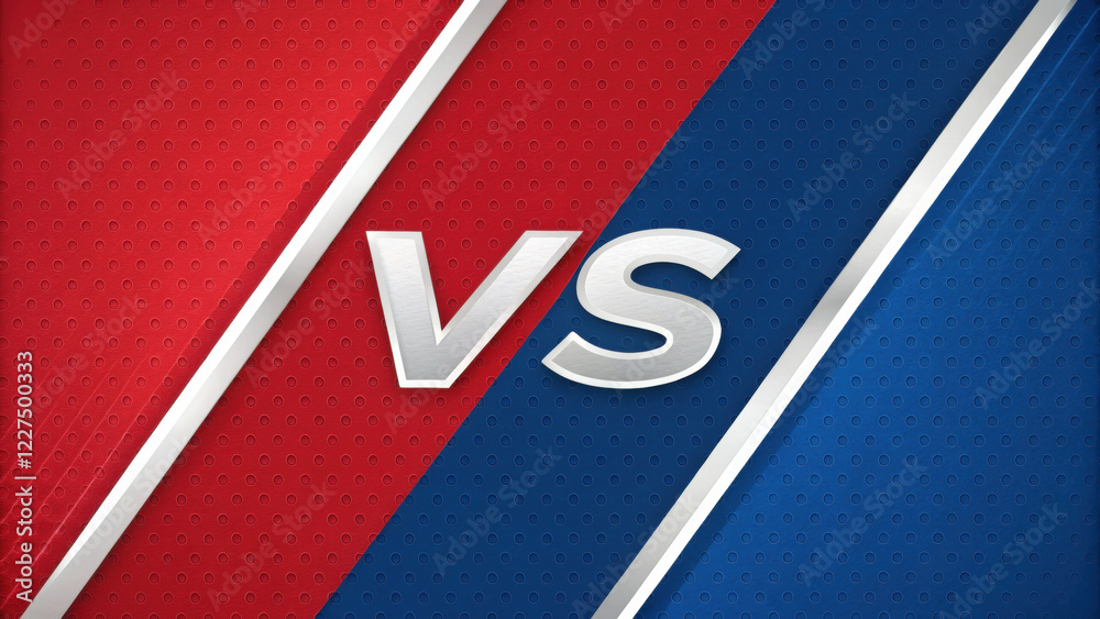 Red and blue background with bold VS in center, symbolizing competition and rivalry in sports or games. design is dynamic and engaging Red and blue background with bold VS in center, symbolizing competition and rivalry in sports or games. design is dynamic and engaging